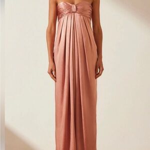 NWT Shona Joy Bridesmaid LA LUNE STRAPLESS KNOT MAXI DRESS in color ANTIQUE ROSE